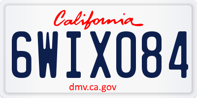 CA license plate 6WIX084