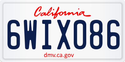 CA license plate 6WIX086