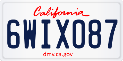 CA license plate 6WIX087