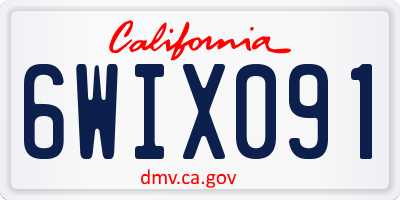 CA license plate 6WIX091