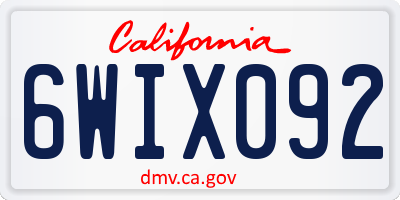 CA license plate 6WIX092