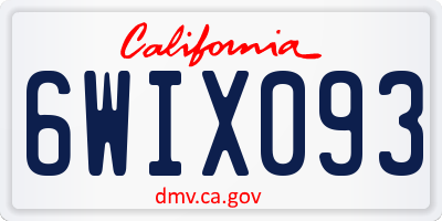 CA license plate 6WIX093