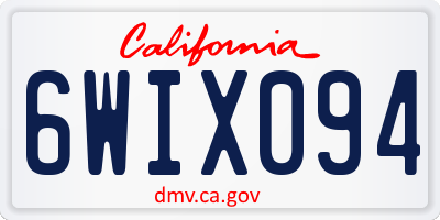 CA license plate 6WIX094