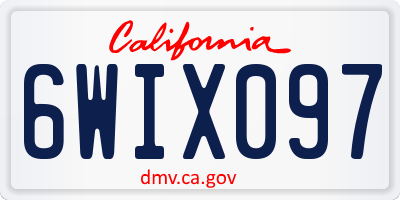 CA license plate 6WIX097