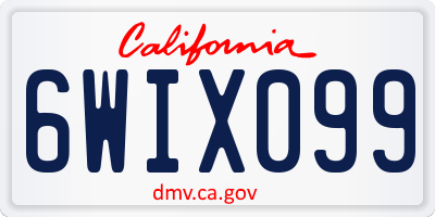 CA license plate 6WIX099