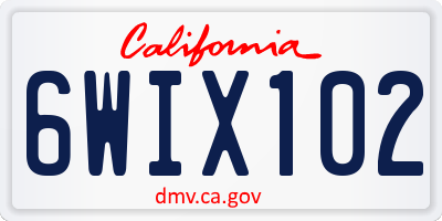 CA license plate 6WIX102
