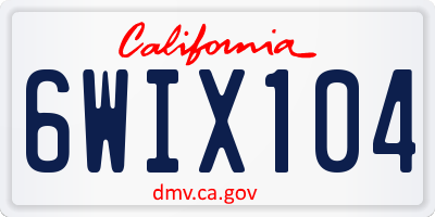 CA license plate 6WIX104