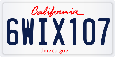 CA license plate 6WIX107