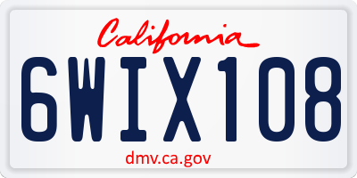 CA license plate 6WIX108