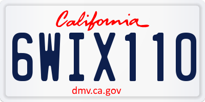 CA license plate 6WIX110