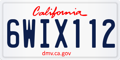 CA license plate 6WIX112