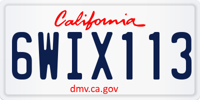 CA license plate 6WIX113