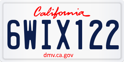 CA license plate 6WIX122