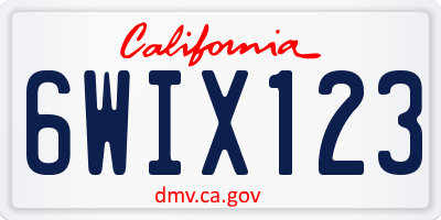 CA license plate 6WIX123