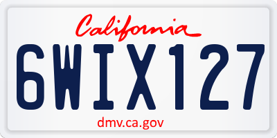CA license plate 6WIX127
