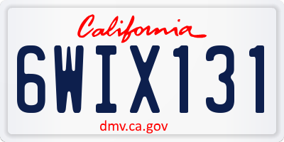 CA license plate 6WIX131