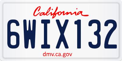 CA license plate 6WIX132