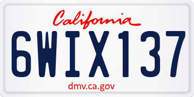 CA license plate 6WIX137