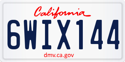 CA license plate 6WIX144