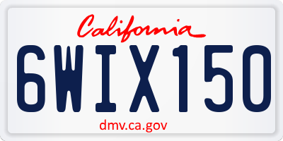 CA license plate 6WIX150