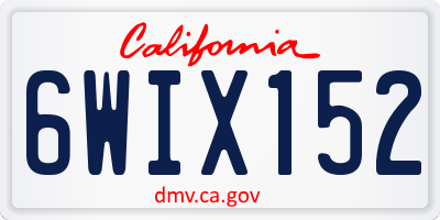 CA license plate 6WIX152