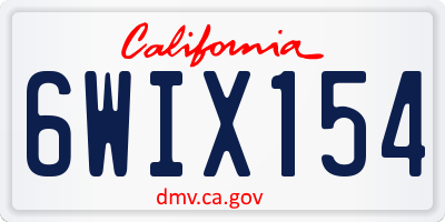 CA license plate 6WIX154