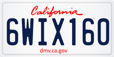 CA license plate 6WIX160