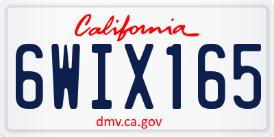 CA license plate 6WIX165