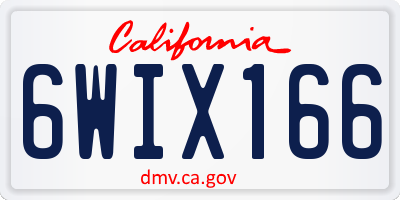 CA license plate 6WIX166