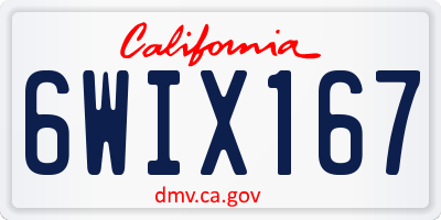 CA license plate 6WIX167