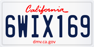 CA license plate 6WIX169