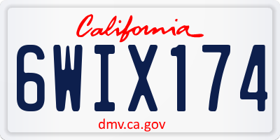 CA license plate 6WIX174