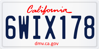 CA license plate 6WIX178