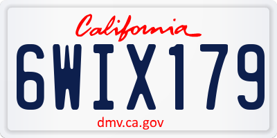 CA license plate 6WIX179