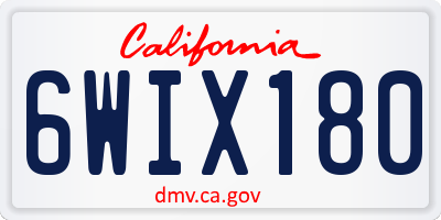 CA license plate 6WIX180