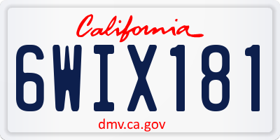 CA license plate 6WIX181