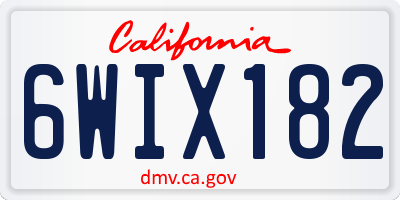 CA license plate 6WIX182