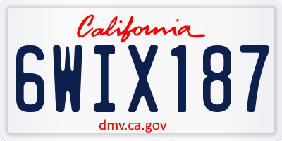 CA license plate 6WIX187