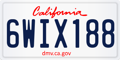 CA license plate 6WIX188