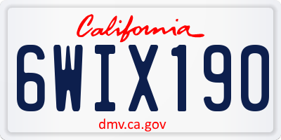 CA license plate 6WIX190