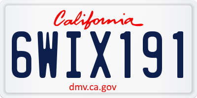 CA license plate 6WIX191