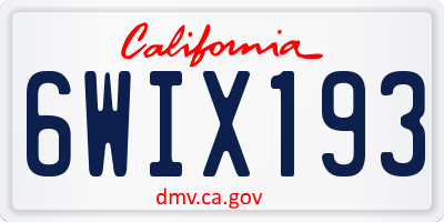 CA license plate 6WIX193
