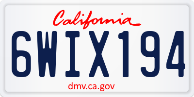CA license plate 6WIX194