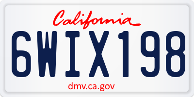 CA license plate 6WIX198