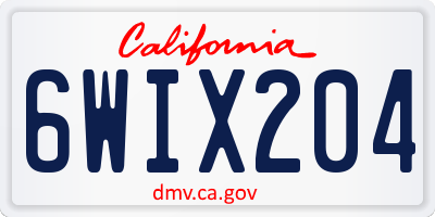 CA license plate 6WIX204