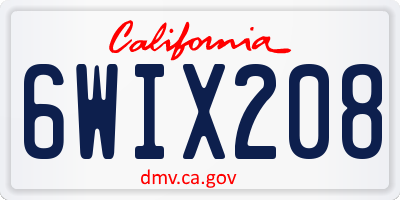 CA license plate 6WIX208