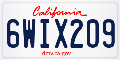 CA license plate 6WIX209