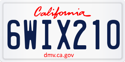 CA license plate 6WIX210