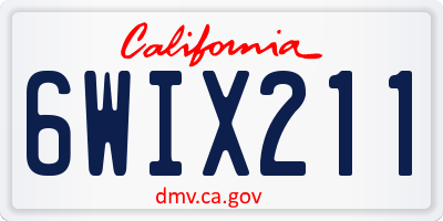 CA license plate 6WIX211
