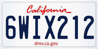 CA license plate 6WIX212